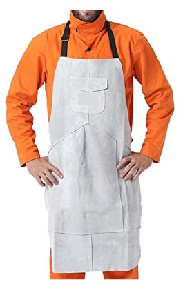 Hochleistungsschweißjacke Schweißschürze Wärmeisolierung Split Leder Arbeit Schutzschürzen Flammesistentes Schweißgeräte Arbeitsplatz Sicherheitskleidung Hitzebeständiger Schweißmantel (Color : Gray