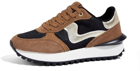 LUCKY STEP Plattform för kvinnor mode sneakers tennis retro promenader vardagliga träningsskor eleganta hållbara lyxiga skridskor löparskor