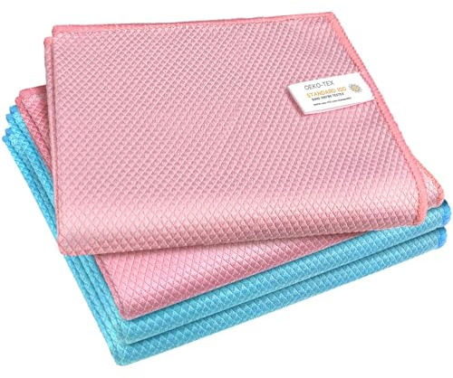 Surfela 4 Pezzo Panni per la Pulizia dei Vetri Panni in Microfibra Ultra-Fine Senza Striature, Morbidi, Resistenti e Senza Prodotti Chimici, Ideali per Pulire Finestre, Cucine, Bagni, Auto e Schermi