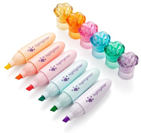 ACCloud 6 Textmarker Markierung Stifte Chisel Tipp, Schnelltrocknen, Keine Blutung, für Bibelstudium Notizen Büro Zurück zur Schule Zubehör