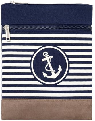 Leoberg Crossbag Tasche in verschiedenen Farben und Designs - Schultertasche aus Baumwolle in 302167-Blau-4