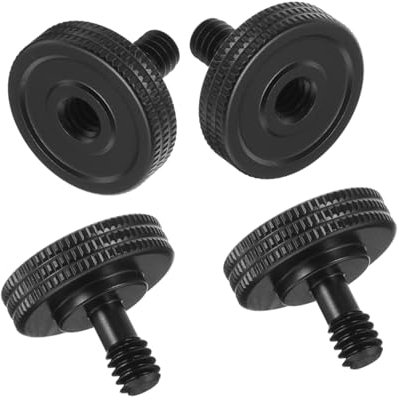 Hoement Viti a Testa Zigrinata 1/4 Per Fotocamera Set 4 Pezzi in Lega Di Alluminio Viti Montaggio Treppiede Rapide Per Staffe Flash e Supporti l Uso Fotografico Professionale