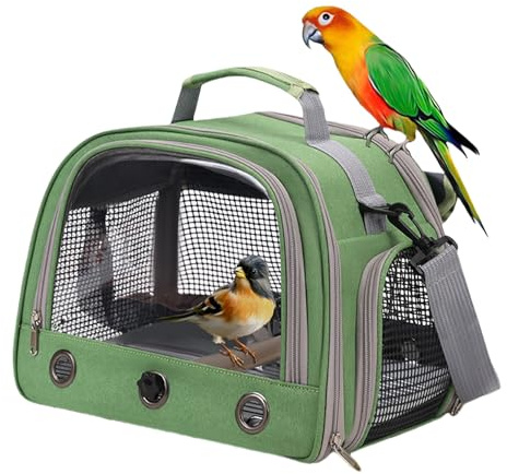 Estuche Transpirable Para Transporte De Aves - Caja De Viaje Para Loros, Bolso Compacto | Mochila Con Ventana De Malla Y Soporte Para Caña Interior Para Paseos En Campamentos, Citas Programadas O Sali