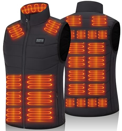 Heated Gilet Womens and Men – 5V/7.4V Power Support, Heated Body Warmer with 26 Heating Pads,Fast Heat, Independent Switches – Lightweight for Riding, Hunting, or Warehouse Work(Battery Not Included)