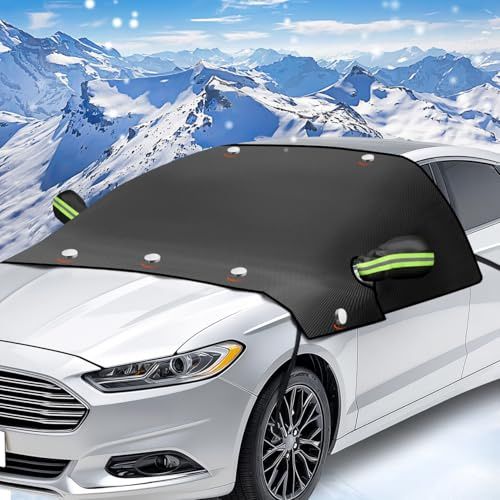 iZoeL Copertura Parabrezza Auto 225 x 164 cm Protezione Magnetica Copri Parabrezza Invernale con Protezione Specchietto Retrovisore, Protegge da Vento Neve Brina UV, per Auto SUV Truck