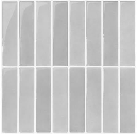 COMSTICKC Crédence Adhésive Pour Cuisine Gris, 10 Pièces, Carrelage Adhesif Mural Salle de Bain, Vinyle 3D Métro Autocollant Carrelage Adhesif, imperméable, 30,5x30,5cm, Ligne droite verticale