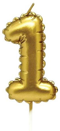 Kardasis Bougies d’anniversaire chiffres 0–9, 8 cm or en forme de ballon | Bougies décoratives pour gâteaux d’anniversaire, enfants & adultes | Décoration élégante pour fête, anniversaire ou jubilé
