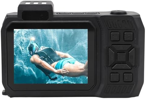 CHICIRIS Caméra sous-Marine 4K 65mp, Autofocus, Double écran 2,88 Pouces, 1,44 Pouces, 2500mAh, 33 Pieds, étanche, Appareil Photo Numérique sous-Marin pour la Plongée en Apnée (Orange)