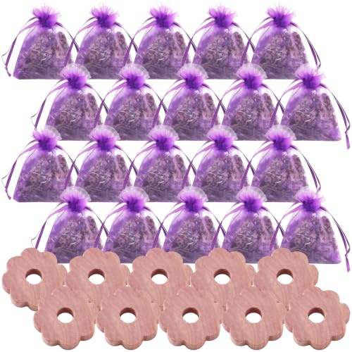 PIKABOOM Sachets de Lavande pour Armoire – 30 Pièces Protection Contre Les Mites à la Lavande et au Bois de Cèdre, Parfum Naturel, Sachets Parfumés Anti-Mites, Armoire Parfumée