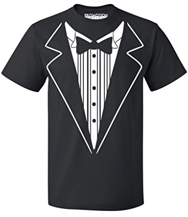 P&B Tuxedo White Funny Men's T-Shirt, XL, Black