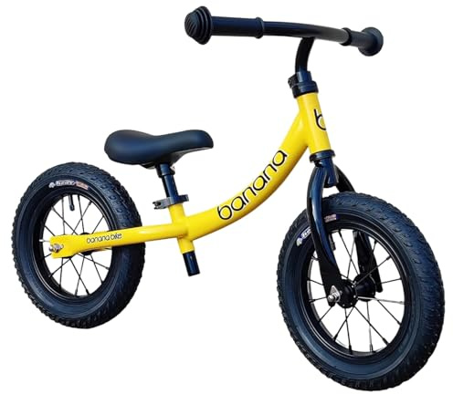 Banana Bike GT Balance Bike - Lightweight Toddler Bike with Adjustable Handlebar and Seat for 2-5 Years Old Boys and Girls - No Pedal Training Bike, Aluminium Frame, Air Tires - 60x85x46 cm (Yellow)