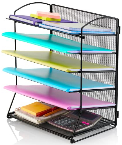 TIDYHIVE Filing Tray Paper Organiser For Desk, Stackable Desk File Organiser Letter Tray for Office, 6 Tier A4 Filing Trays for Desk, File Holder