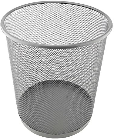 LEVIATAN Papierkorb Büro 12L - Abfalleimer, Papierkorb aus Drahtgeflecht Mülleimer, Papiereimer - Metall Büroeimer Mesh Runder, Aschgrau
