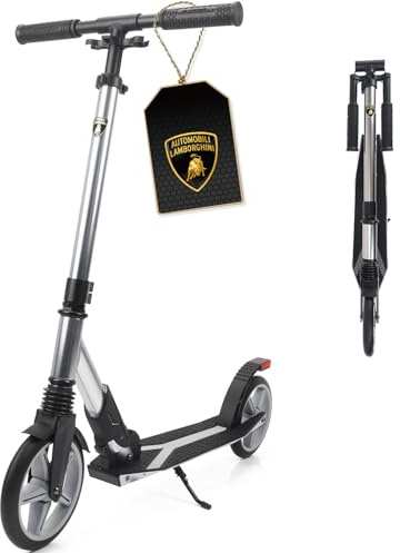 Lamborghini Kick Scooter for Kids Ages 8+, Deluxe City Scooters | 200mm Big Wheels, Foldable, Shock-Absorbing, Premium Aluminum, 220 lbs Max