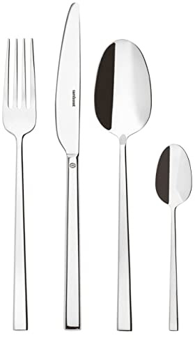 Sambonet Rock 52562-G2 - Set di Posate da Tavola monoblocco in acciaio inox 18/10, per 12 persone, 48 pezzi: 12 forchette, 12 cucchiai, 12 coltelli, 12 cucchiaini da tè
