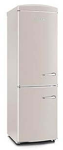 Severin Frigorifero Congelatore combinato Total NoFrost, Posa libera, Larghezza 60 cm, 315 L, Classe E, Veggibox inclusa, Retrò, Crema, RKG 8889