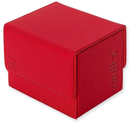 Vault X Caja para Mazo Exo-Tec de Carga Lateral, para 100+ Cartas Coleccionables con Fundas, Tapa Magnética (Rojo)