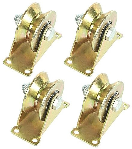 4 Stück Umlenkrollen für Seile - V-Nut Umlenkrolle Stahlseil, Schwerlastrollen für Schiebetüren, Drahtseilzugsysteme, Industriemaschinen, Fitnessgeräte