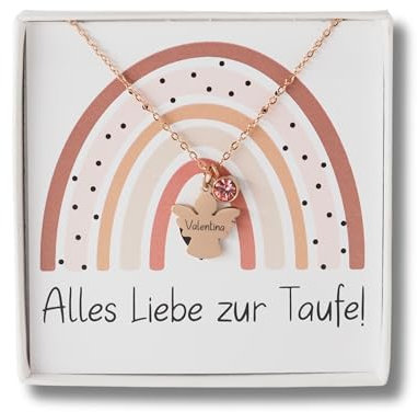 Personalisierte Kette ｜Geschenk zur Taufe ｜Geschenk Patenkind｜Halskette Kommunion｜ Schutzengel Taufkette