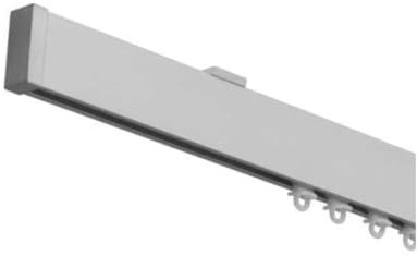 TENDE ARREDO TESSILE - Binario Tenda Soffitto Scorrevole (154 cm) Zineffa per Tenda, Binario a Onda Decorativo in Alluminio con Tappi Terminali e Occhielli in PVC per Tende su Misura (Grigio)