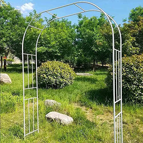 Arco de jardín de hierro forjado con soportes de flores para plantas trepadoras al aire libre, decoración de césped, patio, 150 cm, negro y 120 cm blanco