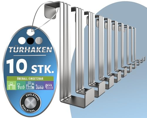 4happy Pratical Ganci Porta, 10 Pezzi in Argento - Appendiabiti da Porta in Acciaio Inox, Durevole Appendi Accappatoio per Bagno, Universali Attaccapanni da Porta