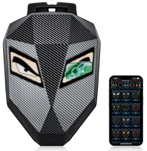 Untrxr Mochila LED Knight de 19 pulgadas para Motocicleta para Hombres, Mochila de Conducción de Carcasa Rígida, Bolsa para Portátil de Motocicleta Impermeable, Pantalla Programable DIY a Todo Color y