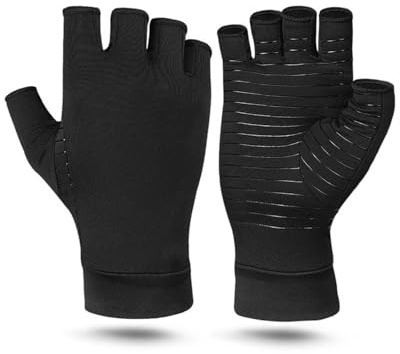 SCJJZ 1 paire Guanti per artrosi alle mani con rame, guanti artrite guanti senza dita guanti compressione artrite reumatoide mani，per donne e uomini, sollievo dal dolore e termici(XL)