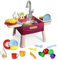 Fregadero Cocina Juguete con Agua,Fregadero para Niños,Circulación Automática del Agua,Accesorios de Cocina Juguetes,Grifo Giratorio de 360°,Regalo para Niñas y Niños,Patas de Mesa Extraíbles (Rojo)