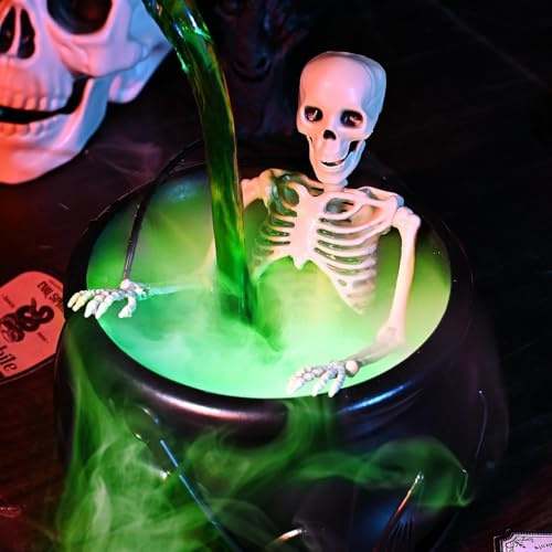 Halloween Witch Bucket with Skeleton, Indoor Outdoors Decorations Horror Home Decoration Halloween Black Plastic Witches for Home for Adults Kids