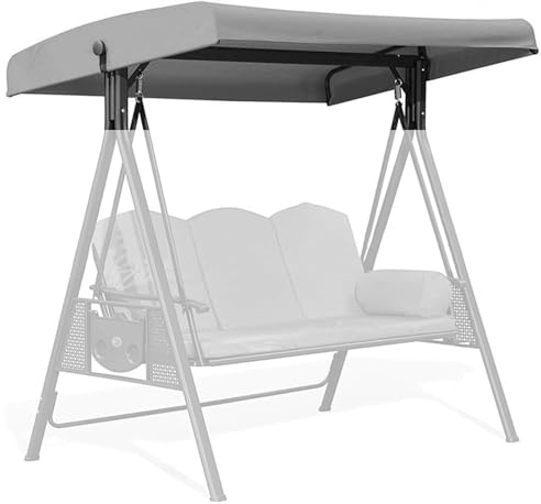 Grigio,Tetto di Ricambio per Dondolo, Copertura per Dondolo da Giardino 190 x 120cm, a 3 posti Tettino Parasole Universale Impermeabile Tetto del Dondolo da Giardino Telo per Altalena