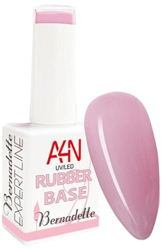Gel de base UV/LED RubberGel Bernadette con pincel, gel de camuflaje/maquillaje para el fortalecimiento de las uñas naturales