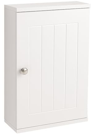 Armario Colgante para baño Relaxdays, 2 estantes, HBT: 50 x 30 x 14 cm, Cierre magnético, Estilo rústico, Blanco
