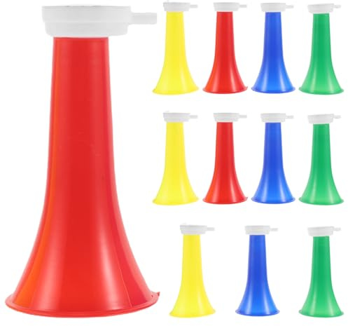 ERINGOGO 12 Piezas Trompetas Plásticas Plegables para Animar Eventos Deportivos Ajustable para Adultos Bocinas Portátiles para Fiestas Escolares y Celebraciones de Graduación