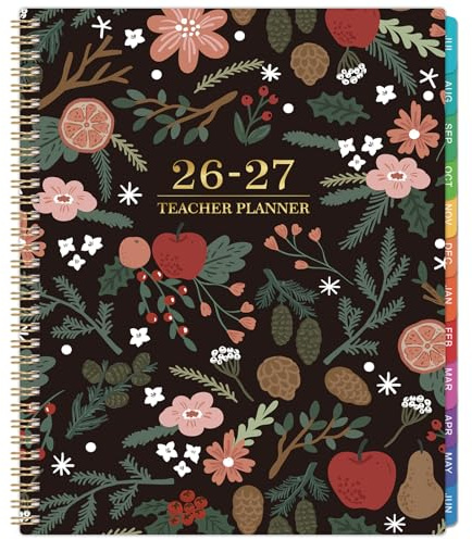 Teacher Planner 2026-2027 - Teacher Lesson Planner 2026-2027, July 2026 - June 2027, 8.5 x 11, Academic Planner for Teachers, Teacher Planner 26-27 Academic Year for School Year with Colorful Tabs and Inner Pocket - Pinecone