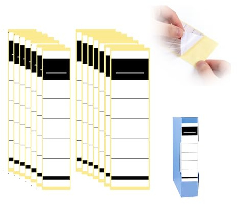 Vexnaro 100 Etiquetas Autoadhesivas, Pegatinas Blancas para Lomo Anchas Revisteros, para Archivadores y Carpetas, Recambio para Oficina Escuela y Archivos, Organizar Documentos de Forma Ordenada