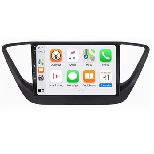 Trådlös Apple Carplay Android Auto-Skärm för Hyundai Verna 2017-2020 Backkamera, Spegellänk, Bluetooth, Röststyrning, Gps-Navigering, Aux, Röstassistent, 8 Kärna 8G+256G