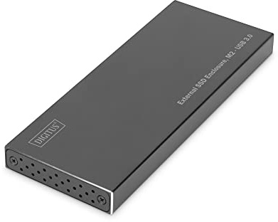 DIGITUS Externes USB 3.0 SSD-Gehäuse für M.2-SATA-SSDs - SATA III - M.2-Modultyp 2280, 2260, 2242, 2230 - bis 6Gbit/s - UASP - Plug & Play - Schwarz