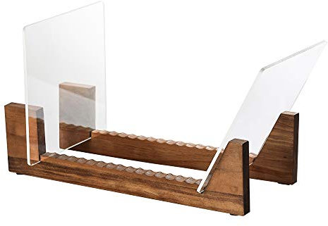 Porta Vinili in Legno di Pino con Robusto Supporto in Acrilico Trasparente,Porta Dischi Vinile,Design Premium, per Conservare e Visualizzare Fino a 50 Album,Compatibile con CD e LP - Marrone