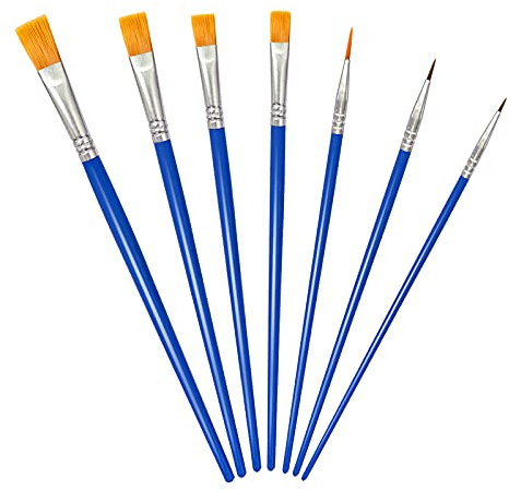 OWill Pincel Acuarela 7 Piezas para Pintura Acrílica, al óleo, Rupestre, Facial, Corporal y Manualidades