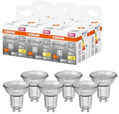 OSRAM Lamps LED Star PAR16, Sockel: GU10, Nicht Dimmbar, Warmweiß, Ersetzt eine herkömmliche 35 Watt Lampe, 36 Grad Abstrahlwinkel, 6er-Pack