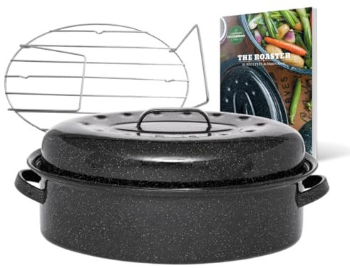 GRANITEWARE - Cocotte Roaster en acier émaillé – Grand format - grille inox + livre de recette