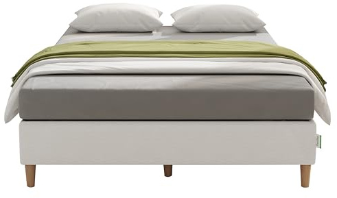 Novilla Telaio del Letto Matrimoniale 35 cm Strutture Letto a Piattaforma in Metallo, Base per Materasso con Gambe di Sostegno in Legno, Con Copertina di Stoffa, 150x190 cm, Grigio