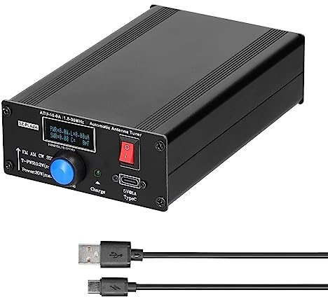 Yklhsocneg ATU-10-0A svart kortvågsantennmottagare 20 W 1,8-30 MHz kortvåg kraftmätare stående våätare