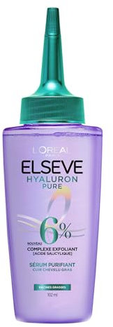 L'Oréal Paris - Sérum Purifiant Cuir Chevelu Gras - Élimine le Sébum & Purifie les Racines - Complexe Exfoliant à l'Acide Salicylique - Elseve Hyaluron Pure - 102 ml