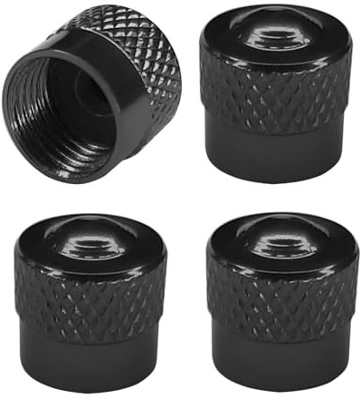 cyclingcolors 4X Ventilkappen Ventildeckel Auto Motorrad Fahrrad Ventilabdeckung Radventilkappen Reifenventilkappen Autoventil-Kappen Aluminium, Schwarz