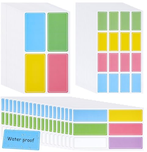 520 Stück Bunte Leere Etiketten, Rechteckige Farbige Klebepunkte Aufkleber Wasserdicht Hinweis Papier Küche Aufkleber Selbstklebende Namensetiketten für Vorratsbehälter Getränkeflaschen Plastikdosen