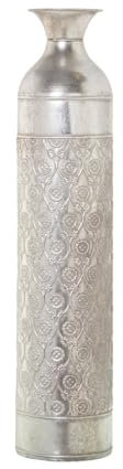 Alexandra House Living Vaso da pavimento in metallo argentato 15 x 15 x 68 cm