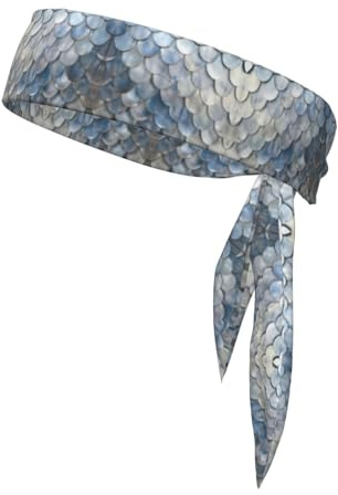 Silver Fish Scale Sports Bandanas Double-Sided Headscarf Adjustable Athletic Headband