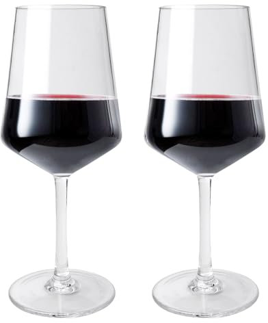 BORDEAG Juego De 2 Copas De Vino De Plástico 532ml Copa De Vino Tinto, Copas De Vino Tinto Irrompibles Vasos De Vino Copas De Cóctel Copas Vino Tinto Para Exteriores, Viajes, Camping, Piscinas